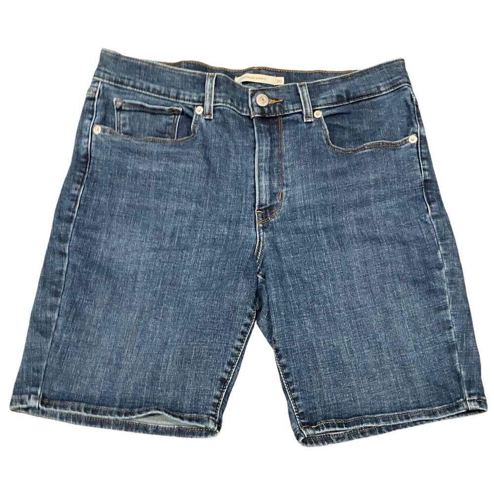 Levi's Shorts Jeans Women's Bermuda Denim 32 In Waist Medium Wash Stretch Blue‎